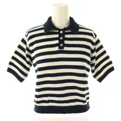 デミリー DEMYLEE ニットポロ ポロシャツ セーター 半袖 ボーダー XS ネイビー ホワイト /ES ■OS
