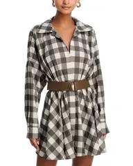 ノーマカマリ レディース トップス ワンピース ミニ シャツ Norma Kamali Super Oversized BF NK Shirt Mini Dress Bark Box Plaid チェック