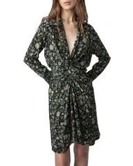 ザディグ エ ヴォルテール レディース トップス ワンピース フラワー柄 プリント シルク フラワー Zadig Voltaire Rozo Floral Print Silk Dress Noir