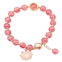 【新品】 BUZZxSELECTION(バズ セレクション) レディース ブレスレット カラフル 小花 フラワー 数珠 ジュエリー アクセサリー AC073 (07ローズ) 1