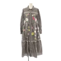 チェスティ Chesty フラワーバード刺繍シャツワンピース  チェック ロング 1 ブラック /HK ■OS