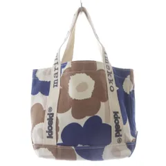 マリメッコ marimekko Carrier Mini Unikko トートバッグ ハンドバッグ 茶色 青