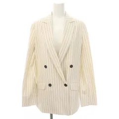 アイシービー iCB 23SS LooseWeave ストライプ柄ダブルブレストジャケット リネン混 薄手 2 オフホワイト /HS ■OS ■PN