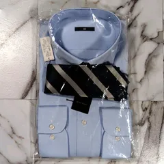 SUIT SELECT 新品 未使用品 L/Sレギュラーカラーシャツ･レジメンタル ネクタイセット ライトブルー ネイビー･グリーン･シルバー XL