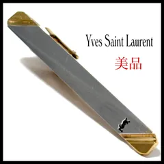 イヴサンローラン  ネクタイピン  タイピン  ブランド  シルバー×ゴールド  銀×金  YSLロゴ  タイバー  タイクリップ  ビジネス  結婚式  美品  YVES SAINT LAURENT