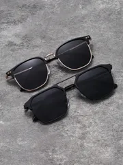 アクセサリー メンズ アイアクセサリー 2個 サングラス メンズ&レディース - レトロ トラベルフレーム メタル製、スタイリッシュ ファッショングラス、クラシックデザイン | 保護 & 日よけ 夏のアウトドア、旅