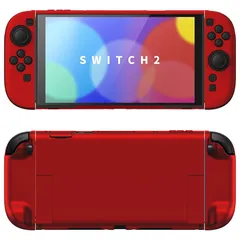 PlayVital Nintendo Switch 2（2025）対応ハードカバー 保護ケース 付けたままドックに対応 折りたたみ式スタンド＆親指グリップ付き?【スカーレットレッド】 1