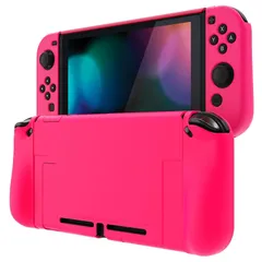 PlayVital Nintendo Switchに対応用アップグレードされたケースグリップカバー、ドックに対応できて、Nintendo Switchに対応用人間工学に基づいた保護ケース、ジョイコンに対応用保護ケース（ハード）【明るいピンク】 1