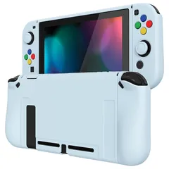 PlayVital ZealProtect Nintendo Switchに対応用ソフト保護シェル、switchに対応用フレキシ保護カバー、スクリーン保護フィルム＆サムグリップキャップ＆ABXY方向ボタンキャップ付き-純色系【スカイブルー】 1