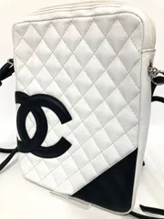 CHANEL シャネル カンボンライン ショルダーバッグ ココマーク 白×黒 斜めがけ ポシェット メンズ レディース