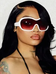 アクセサリー レディース アイアクセサリー 1個 大型ラップアラウンドフェイスマスク、個性的なアウトドアプロテクション Y2Kフルフレームファッショングラス、Y2Kミュージックフェスティバル、夏のビーチバケーション