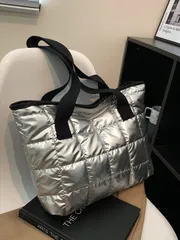 バッグ レディース トートバッグ キルティング配色バインディング ショルダートートバッグ、学生用トートバッグ、複数の収納、ビーチ、学校、仕事、日常使いに最適