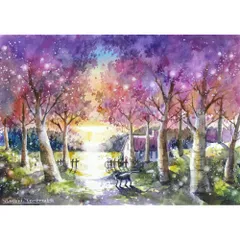 （原画）春夕の微風【SMサイズ／水彩画／#3098】