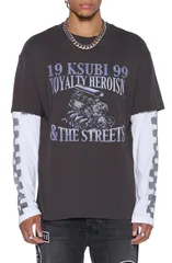 スビ メンズ トップス Tシャツ グラフィック Ksubi Engine Layered Long Sleeve Graphic TShirt Black ブラックのサムネイル