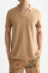 スコッチアンドソーダ メンズ トップス ポロシャツ コットン Scotch Soda Johnny Collar Cotton Piqu Pocket Polo Tanninのサムネイル