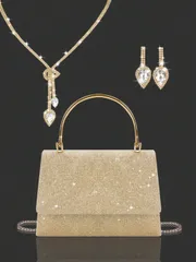 バッグ レディース ドレスバッグ エレガントな女性用イブニングハン、煌びやかなラインストーンネックレス、ブレスレット、イヤリングセット付きの高級ショルダーバッグ、パーティーガール、レディース、花嫁に最適なファッショ