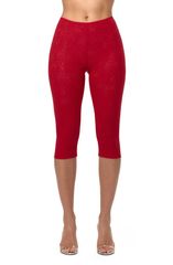ネイキッドワードローブ レディース ボトムス レギンス キャップ レース Naked Wardrobe Lace Capri Leggings Ruby Red レッド