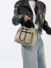 バッグ レディース ショルダーバッグ レディース デイリーカジュアル ナイロン 防水 無地バケツバッグ、ハンドバッグとショルダーメッセンジャークロスボディバッグ