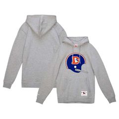 ミッチェルネス メンズ アウター パーカー・スウェット ヴィンテージ ロゴ Mens Mitchell Ness Heather Gray Denver Broncos Helmet Logo Vintage Pullover Hoodie Heather G