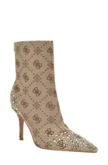 ゲス レディース シューズ ブーツ・レインブーツ GUESS Gomoray Rhinestone Bootie Medium Brown ブラウンのサムネイル