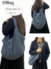 バッグ レディース トートバッグ 大容量チェック柄ショルダーバッグ、新作秋冬ダークカラーナイロン生地バッグ、柔らかく軽量 折りたたみ式レディースクロスボディバッグ、カジュアルで実用的なマルチパーパストートバッグ、仕