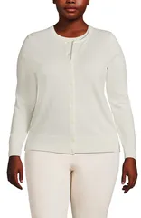 ランズエンド レディース アウター パーカー・スウェット セーター コットン カーディガン Lands End Fine Gauge Cotton Cardigan Sweater Ivory アイボリー
