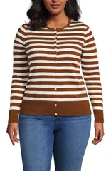 ランズエンド レディース アウター パーカー・スウェット セーター コットン カーディガン Lands End Fine Gauge Cotton Cardigan Sweaterich GingerFresh Ivory アイボリー