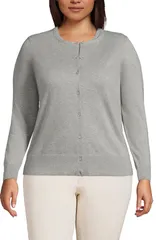 ランズエンド レディース アウター パーカー・スウェット セーター コットン カーディガン Lands End Fine Gauge Cotton Cardigan Sweater Gray Heather グレー