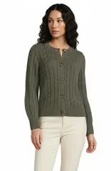 ランズエンド レディース アウター パーカー・スウェット クルーネック セーター カーディガン Lands Endrifter Classicable Crew Neck Cardigan Sweater Forest Moss フォレスト