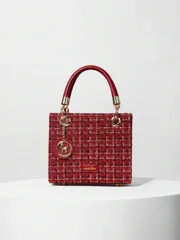 バッグ レディース ハンドルバッグ ワインレッドのクリスマスギフトバッグ、大容量ショルダーバッグ、エレガントなクリスマス冬のクリスマスプレゼント用レディースバッグ