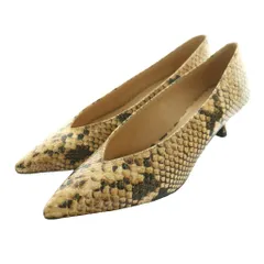 ファビオルスコーニ FABIO RUSCONI パンプス パイソン柄 Vカット 36.5 ベージュ /SS ■OS