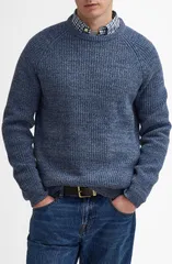 バブアー メンズ アウター パーカー・スウェット ウール セーター Barbour Horseford Wool Sweateriver Blue ブルーのサムネイル