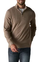 ノーマルブランド メンズ アウター パーカー・スウェット ハーフジップ The Normal Brand Puremeso Weekend Quarter Zip Top Taupe トープ