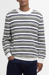 バブアー メンズ アウター パーカー・スウェット クルーネック セーター コットン Barbour Topcliffe Fair Isle Cotton Crewneck Sweater Whispeのサムネイル