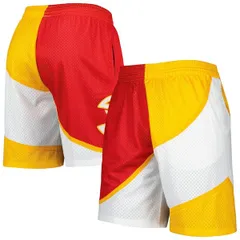 ミッチェルネス メンズ ボトムス ハーフパンツ・ショーツ ショートパンツ Mens Mitchell Ness RedYellow Atlanta Hawks Hardwood Classics 19のサムネイル