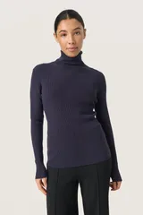 ソークドインラグジュアリー レディース アウター パーカー・スウェット スリムフィット Soaked in Luxury SLSina Rollneck Slim Fit Pullover Night Sky