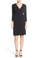 アンクライン レディース トップス ワンピース ジャージー Anne Klein Faux Wrap Jersey Dress Black ブラック
