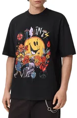 オールセインツ メンズ トップス Tシャツ コットン グラフィック AllSaints Gardens Cotton Graphic TShirt Washed Black ブラック