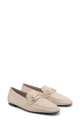 マンゴ レディース シューズ パンプス レザー MANGO Buckleather MocToe Flat Pale Beige ベージュ
