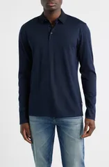 ボス メンズ トップス ポロシャツ ウール BOSS Pado 110 Long Sleeve Wool Polo Dark Blue ブルー