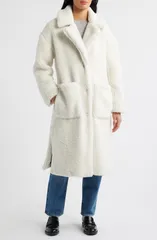 ビーシービージーマックスアズリア レディース アウター ジャケット・ブルゾン コート BCBGMAXAZRIA Notch Collar Faux Shearling Long Coat Creamのサムネイル