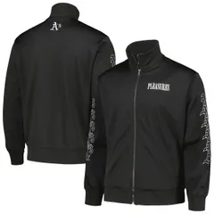 プレジャーズ メンズ アウター ジャケット・ブルゾン Mens PLEASURES Black Oakland Athletics Pitcher FullZip Track Jacket Blackのサムネイル