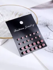 ジュエリー レディース イヤーアクセサリー セット 12 ペア/セット絶妙なキュービックジルコニア装飾ラウンドスタッドピアス女性用ギフト