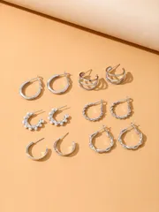 ジュエリー レディース イヤーアクセサリー セット エレガントな合金フェイクパールピアス12個セット