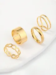 リング レディース セット ステンレススチール レディース 指輪 4個セット シンプル スタイリッシュパーティーやギフトに適しています