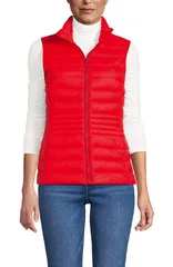 ランズエンド レディース アウター ジャケット・ブルゾン ベスト ダウン Lands End Wanderweight Packable Ultralight Down Vest Bright Cherry