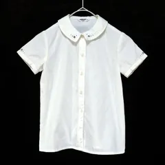 ME1-997☆familiarファミリア シャツ 半袖シャツ 白 ホワイト さりげない刺繍入りが可愛い 110㎝ 綿 キッズ 子供服 ファッション■