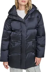 チャンピオン レディース アウター ジャケット・ブルゾン コート Champion Wateresistant Hooded Puffer Coat Navy ネイビー