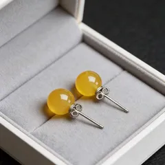 ジュエリー レディース イヤーアクセサリー 925スターリングシルバー 天然アゲート&カーネリアン ラウンドピアス1ペア、デザイナーファッション エレガントセクシー ジュエリー 若い女性へのギフト、高級カップルバケ