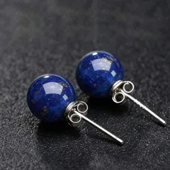 ジュエリー レディース イヤーアクセサリー 925スターリングシルバー ラピスラズリ ラウンドピアス 1ペア、デザイナーファッション エレガントセクシー ジュエリー 若い女性へのギフト、高級カップルバケーション プ